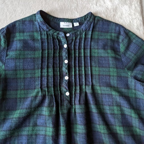 L.L. Bean Flannel Plaid Pajamas Sleep Dress Size XL
